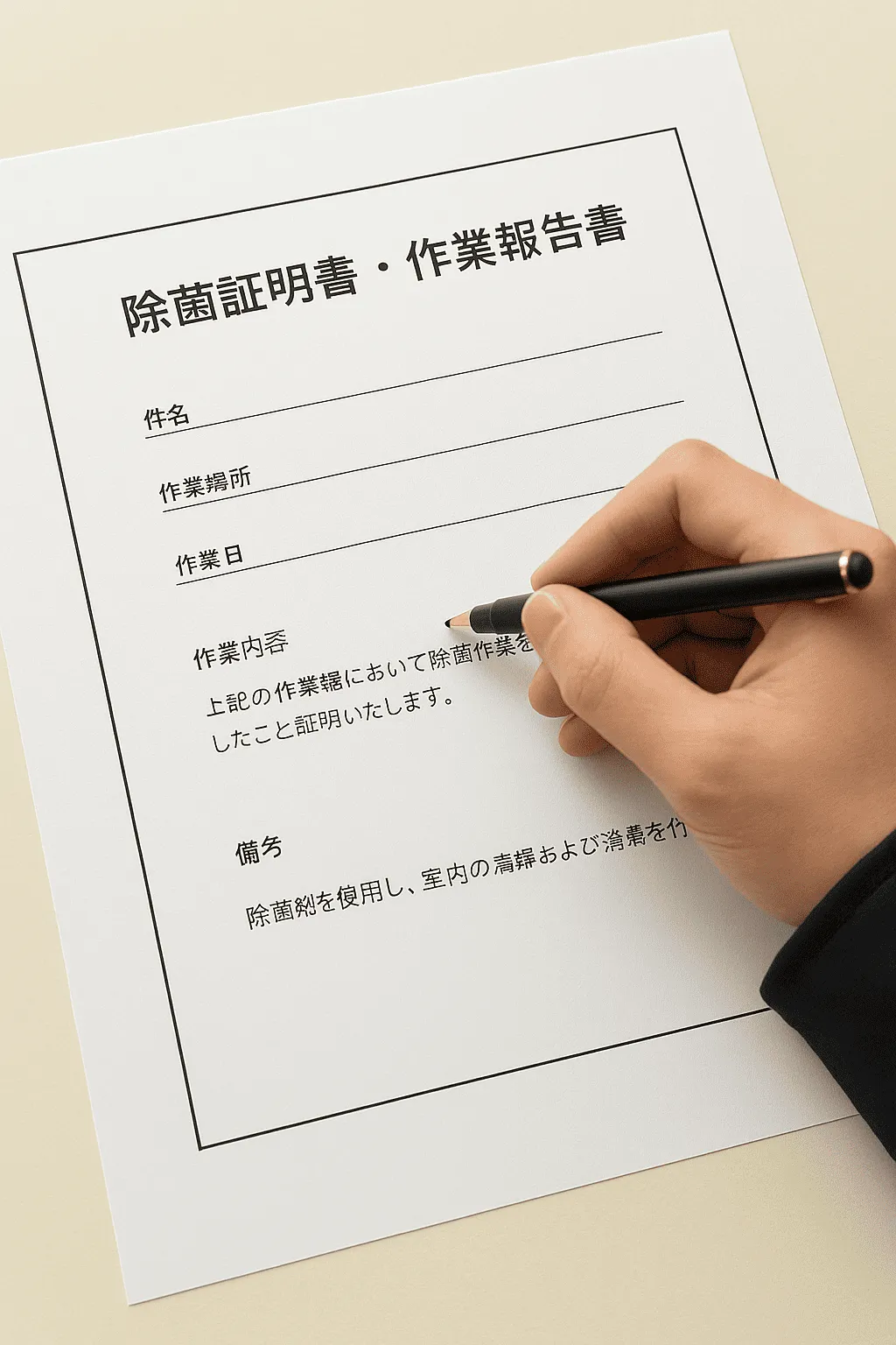 孤独死発生後の特殊清掃の作業報告書