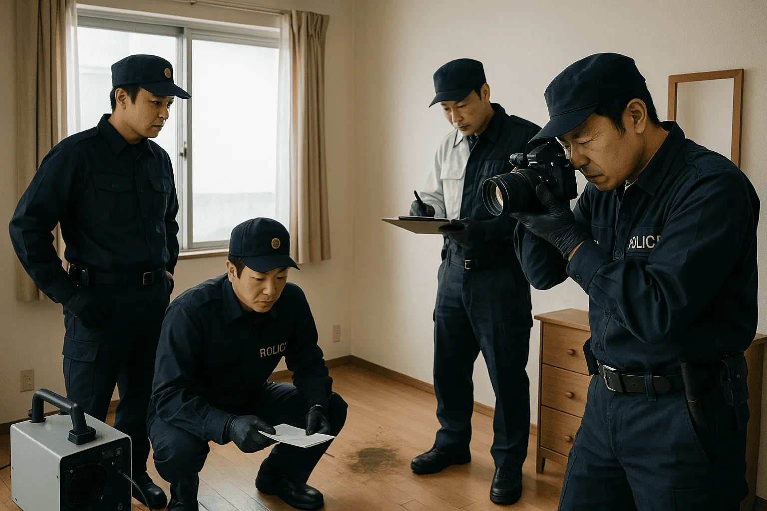 現場検証しているイメージ