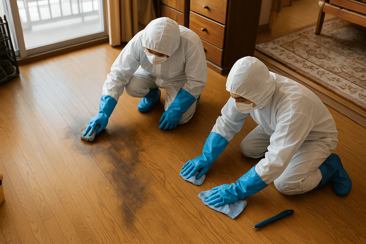 腐敗液の除去作業